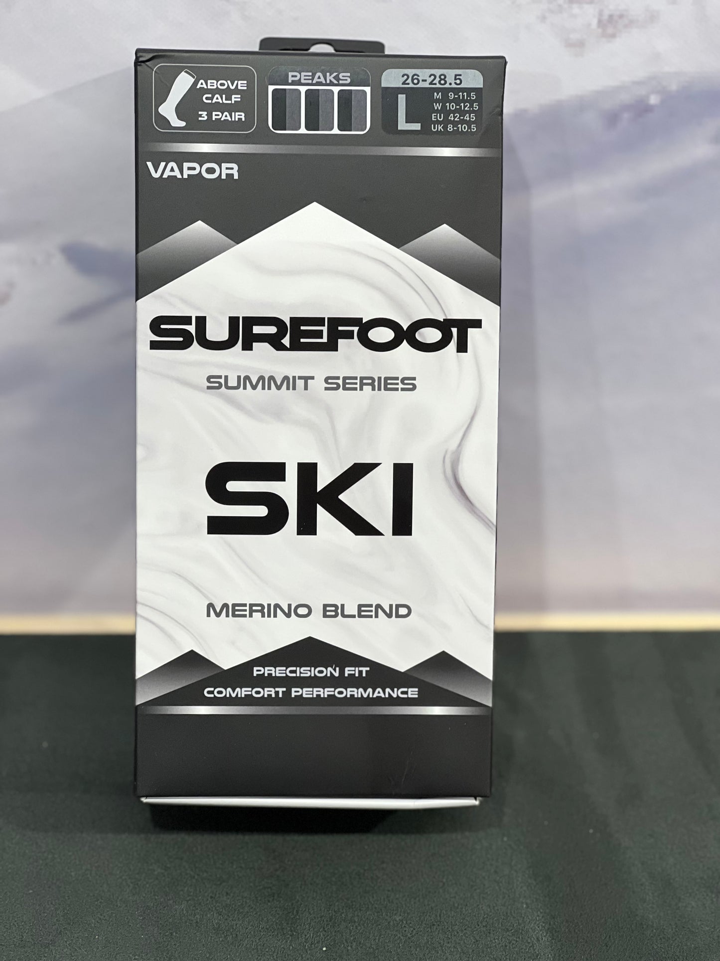 Alpinsokk Herre Vapor Peaks 3 pakk Sort fra Surefoot